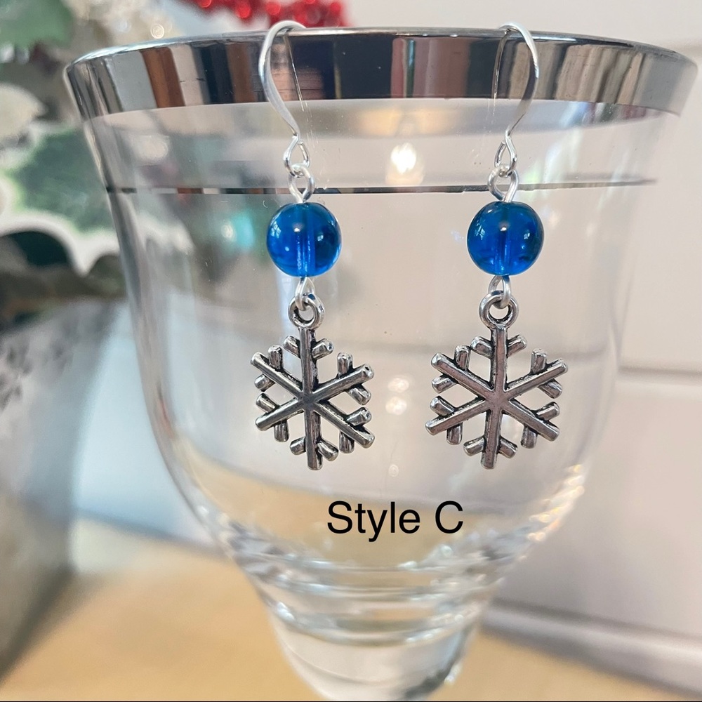 $10 SALE Snowflake & Blue Bead Earrings—ONLY 2 STYLES LEFT!! Outdoor Fun - Picture 2 of 6